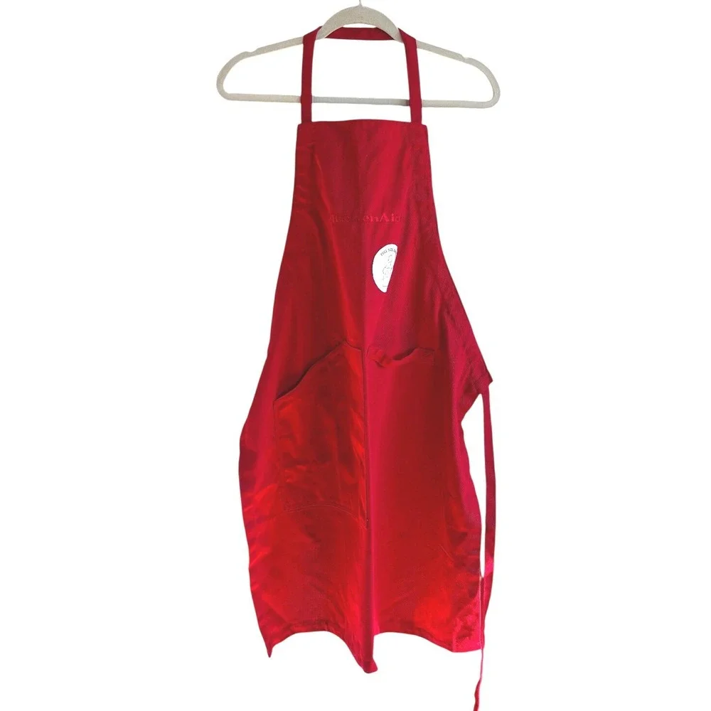 KitchenAid Red Full Size Adult Bib Apron with Pockets NEW without tags